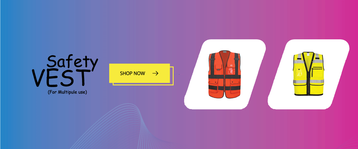 High visibility orange safety vest with reflective strips for construction and industrial workers in Bangladesh